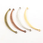 65mmx5mm Pewter Long Thick Curved Textured Metal Connector Necklace