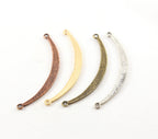 65mmx5mm Pewter Long Thick Curved Textured Metal Connector Necklace