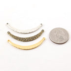 45mmx6mm Pewter Thick Hammered Curved Textured Metal Connector Necklace