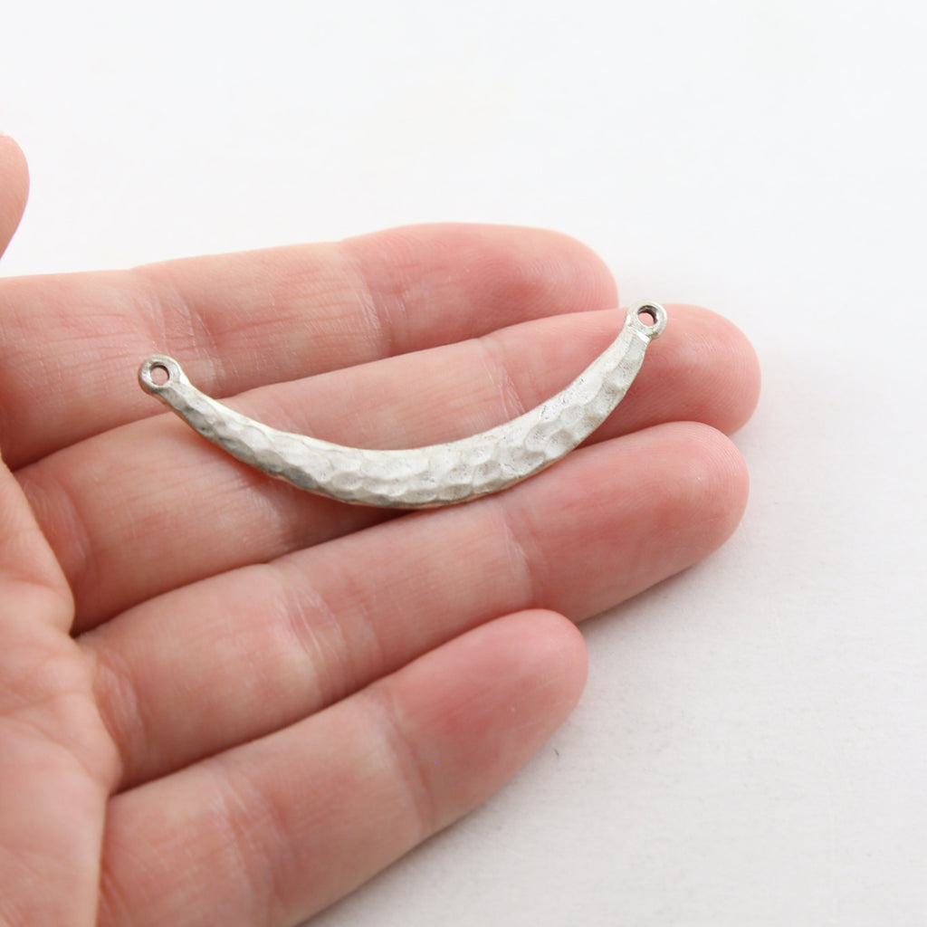 45mmx6mm Pewter Thick Hammered Curved Textured Metal Connector Necklace