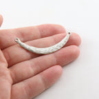 45mmx6mm Pewter Thick Hammered Curved Textured Metal Connector Necklace