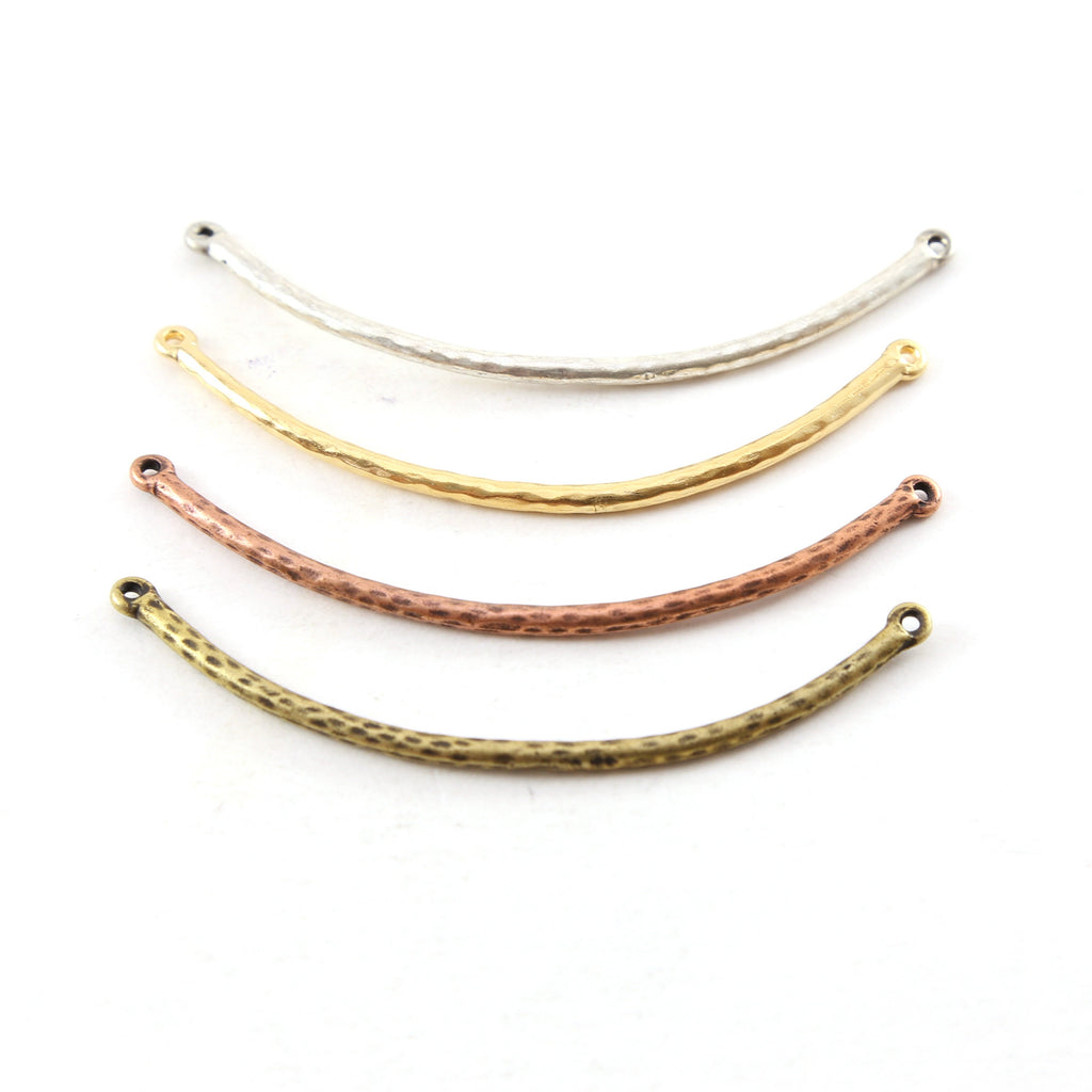 60mmx2mm Pewter Long Thin Rounded Curved Textured Metal Connector