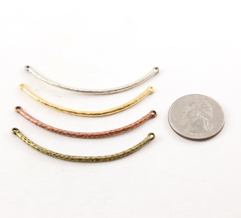 60mmx2mm Pewter Long Thin Rounded Curved Textured Metal Connector