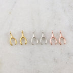 11mmx5mm Sterling Silver or Vermeil Tiny Rose Gold Wishbone Luck Lucky (2pc)