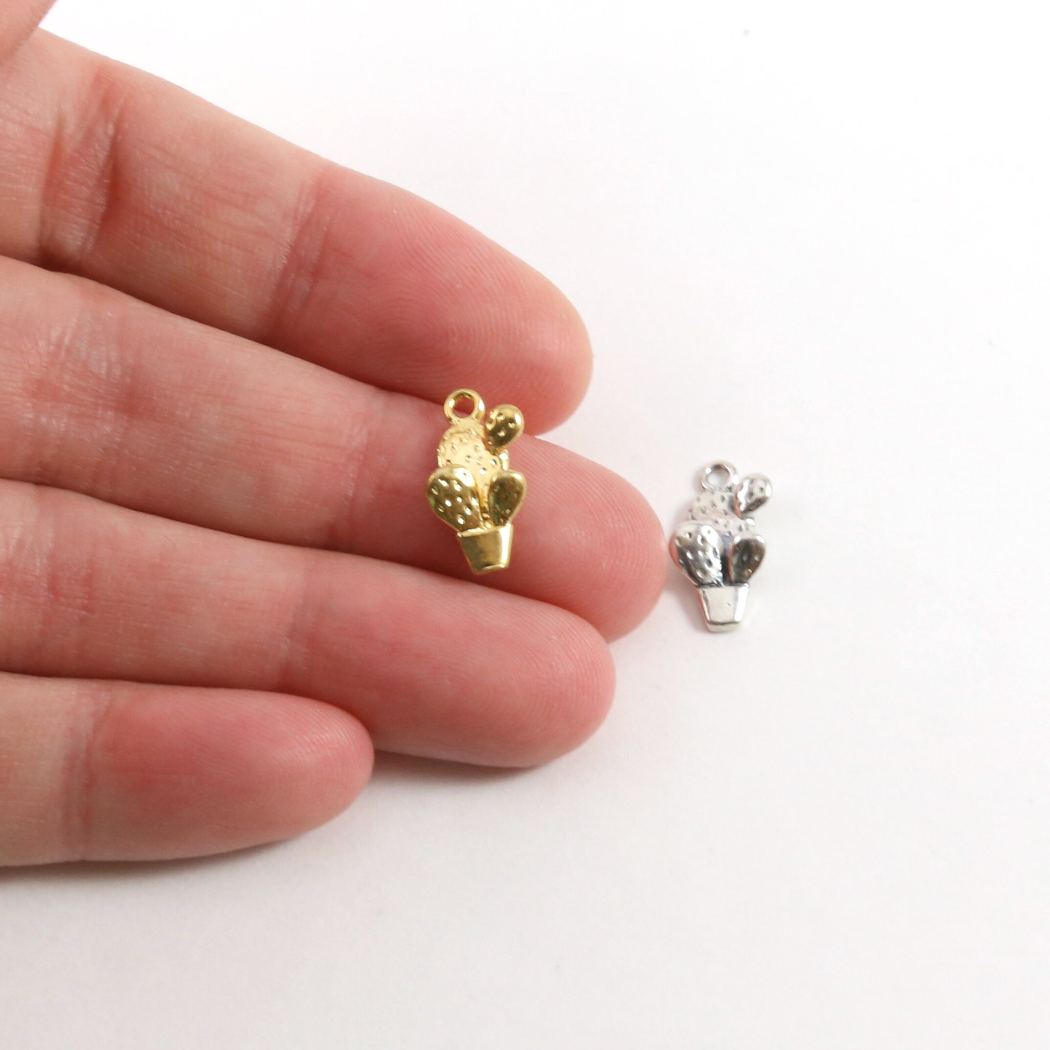Sterling Silver or Vermeil 3D Potted Succulent Cactus Charm Southwestern