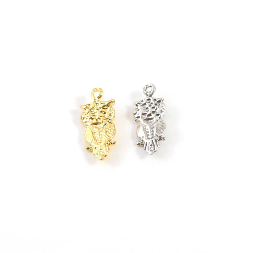Sterling Silver or Vermeil Tiny Wide Eyed Owl Bird Sitting Charm Nature Bird