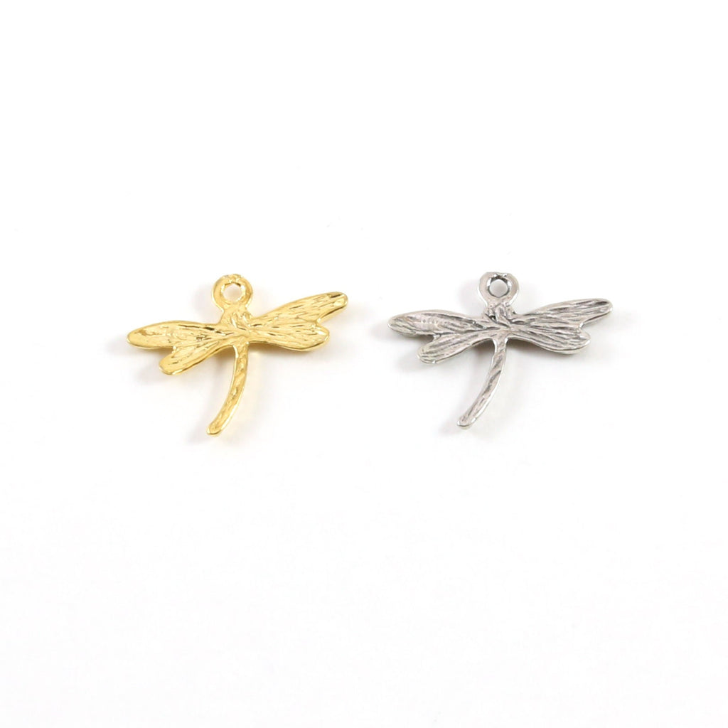 Sterling Silver or Vermeil Dainty Dragonfly Charm Insect Nature Spring Pendant