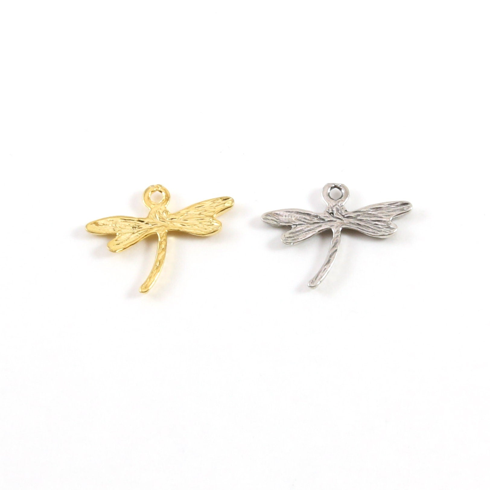Sterling Silver or Vermeil Dainty Dragonfly Charm Insect Nature Spring Pendant