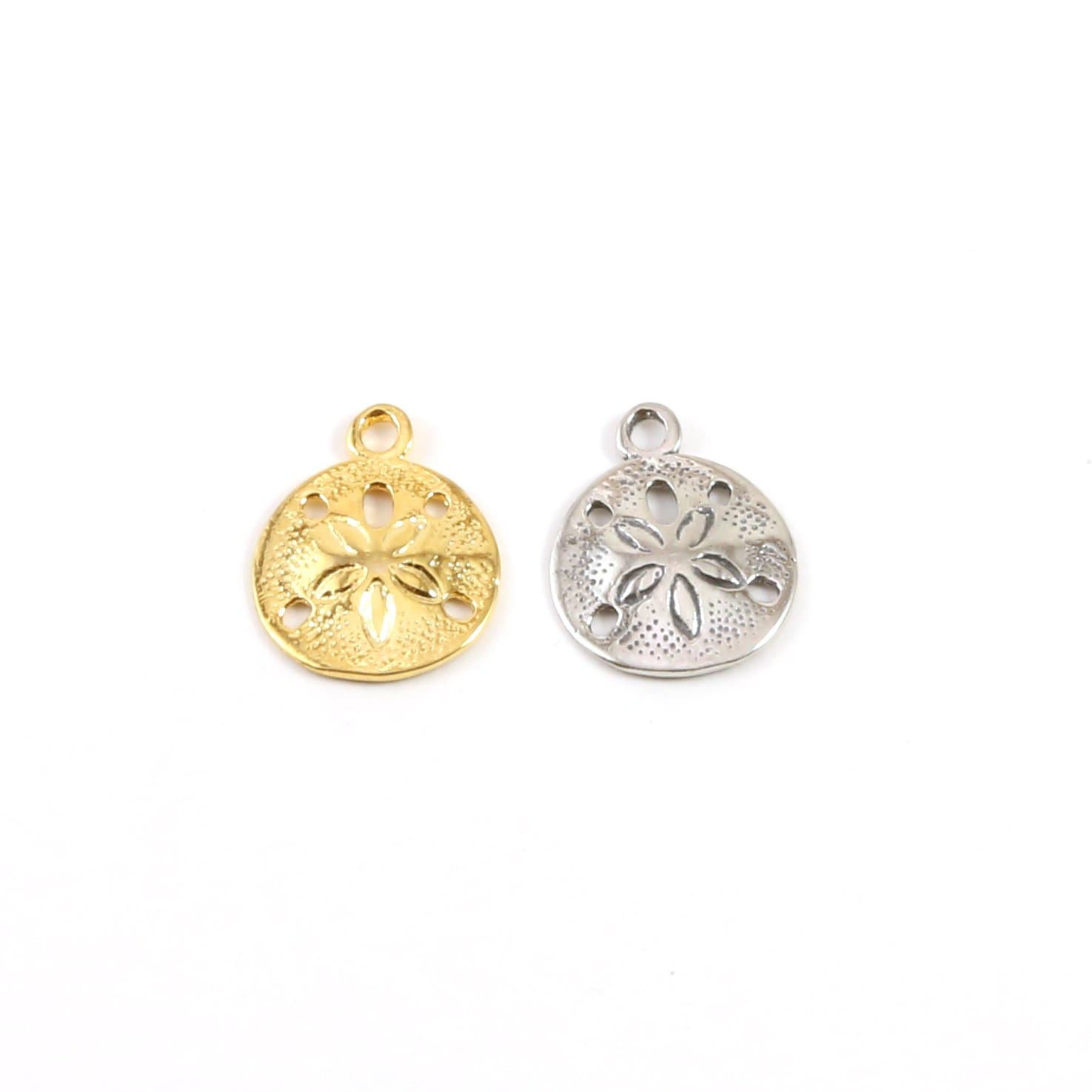 Sterling Silver or Vermeil Medium Sand Dollar Ocean Nautical Shell Charm