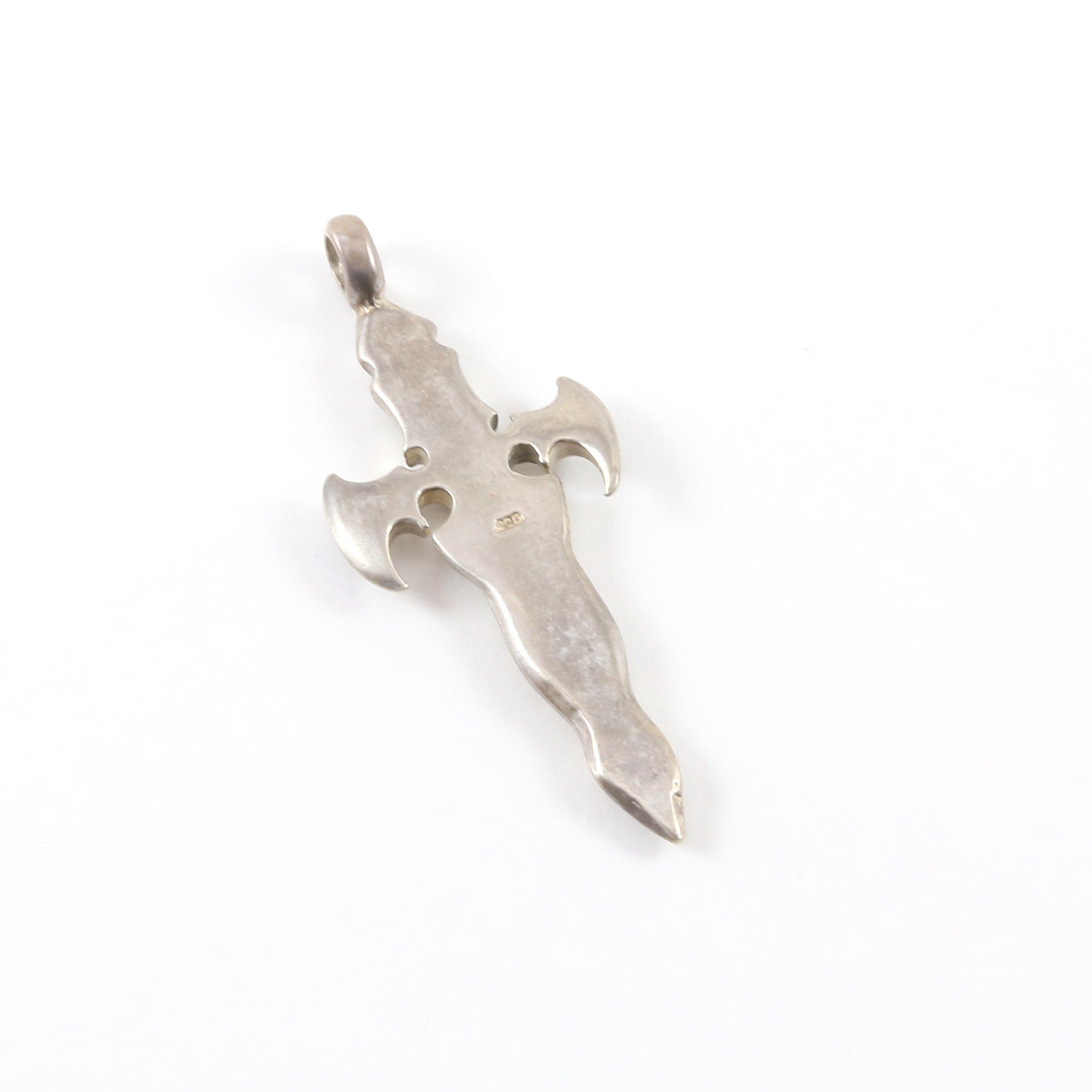 Sterling Silver Large Medieval Dagger Sword Charm Thick Large Pendant