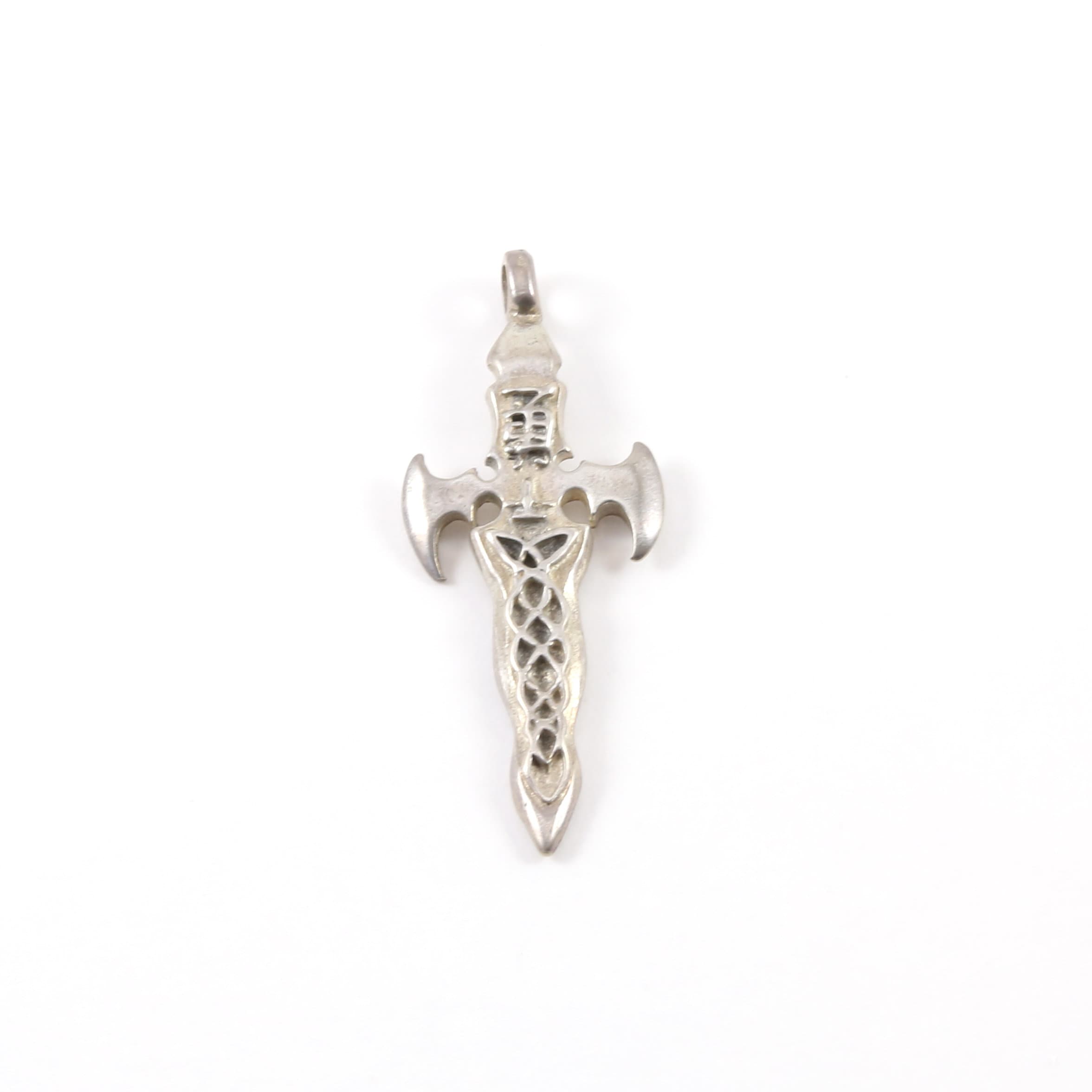 Sterling Silver Large Medieval Dagger Sword Charm Thick Large Pendant