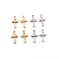 18mmx9mm Pewter Mini Cross Charm with Heart in Center Pendant Religious (4pc)
