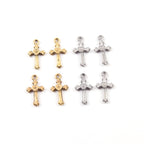 18mmx9mm Pewter Mini Cross Charm with Heart in Center Pendant Religious (4pc)
