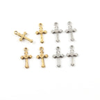 18mmx9mm Pewter Mini Cross Charm with Heart in Center Pendant Religious (4pc)