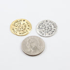 22mm Pewter Large Coin Medallion Stamped Words Spirit Peace Faith