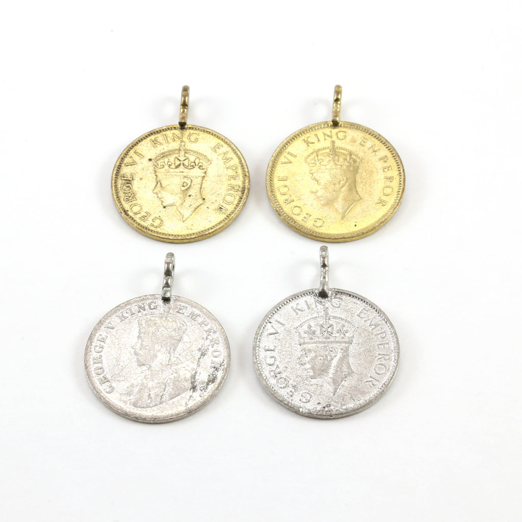 33mmx25mm Pewter George VI King Emperor One Quarter Anna India 1939 Coin (2pc)
