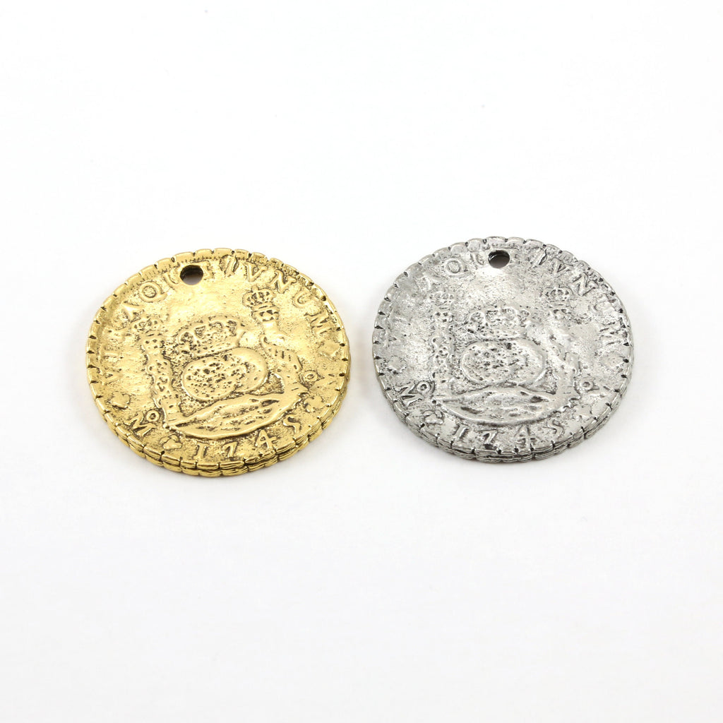 35mm Pewter Vintage Style Spanish Reale Coin Foreign Coin Currency