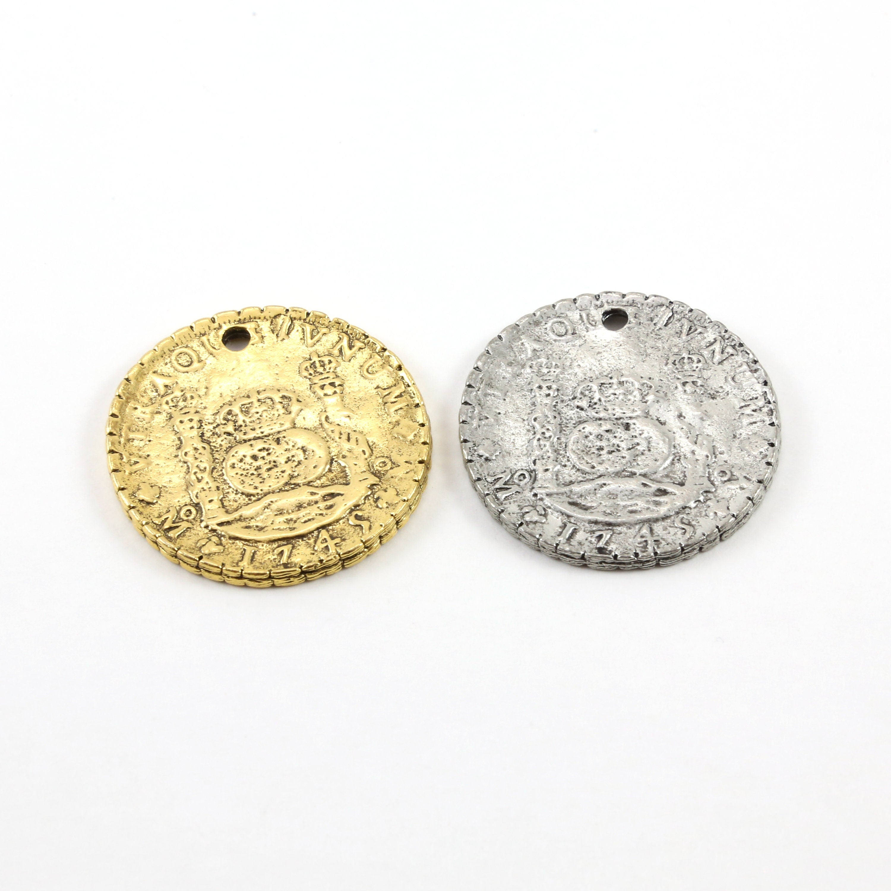 35mm Pewter Vintage Style Spanish Reale Coin Foreign Coin Currency