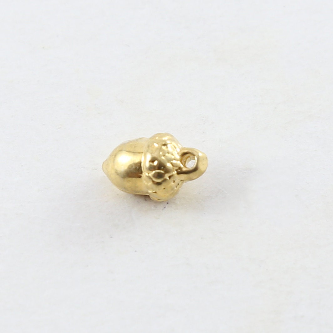8mmx5mm Sterling Silver or Vermeil Tiny Acorn Charm Gold Nature Oak Tree