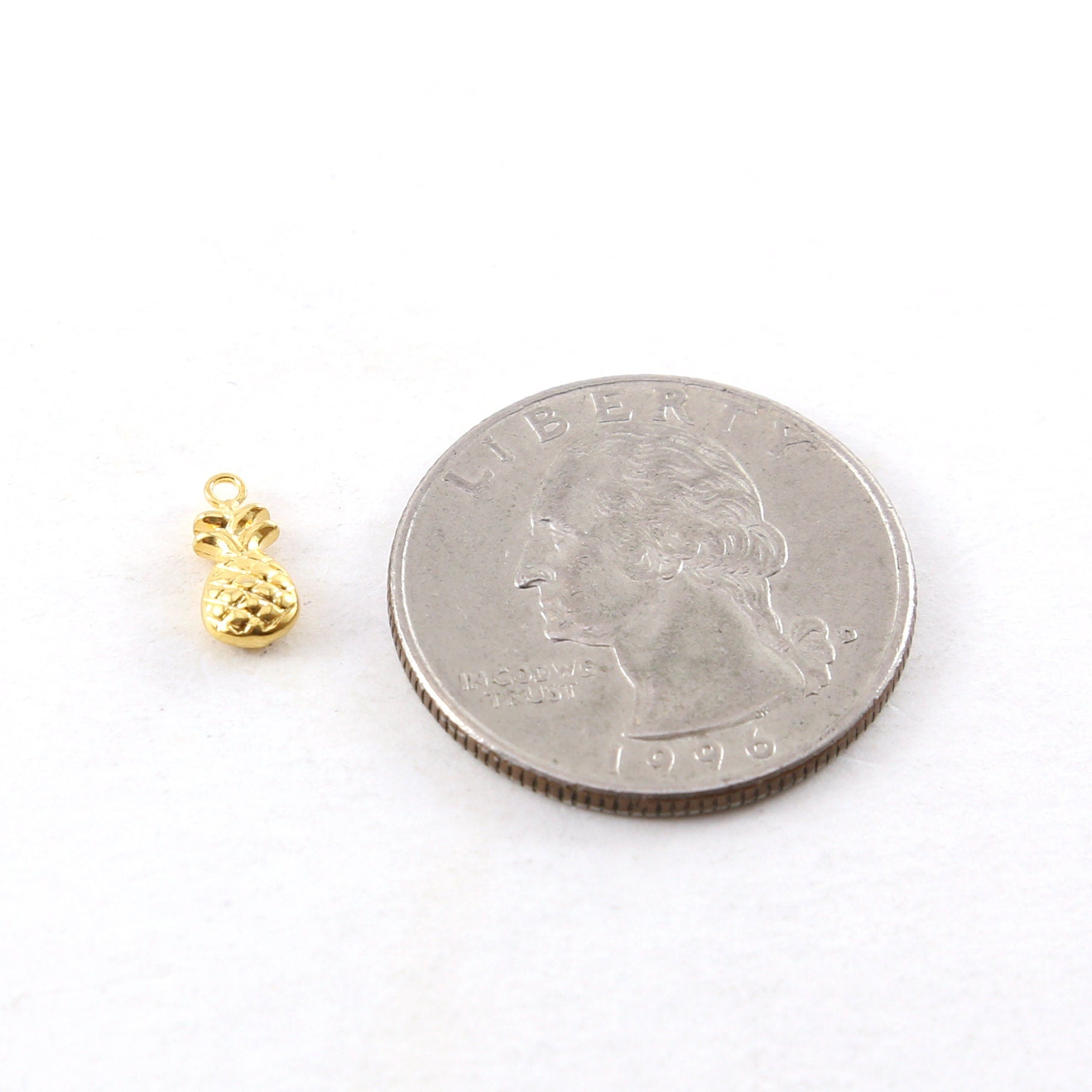 Sterling Silver or Vermeil Teeny Tiny 3D Pineapple Tropical Charm or Hawaii