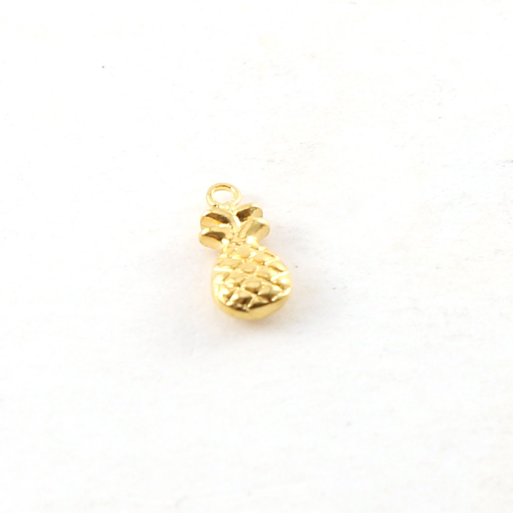 Sterling Silver or Vermeil Teeny Tiny 3D Pineapple Tropical Charm or Hawaii