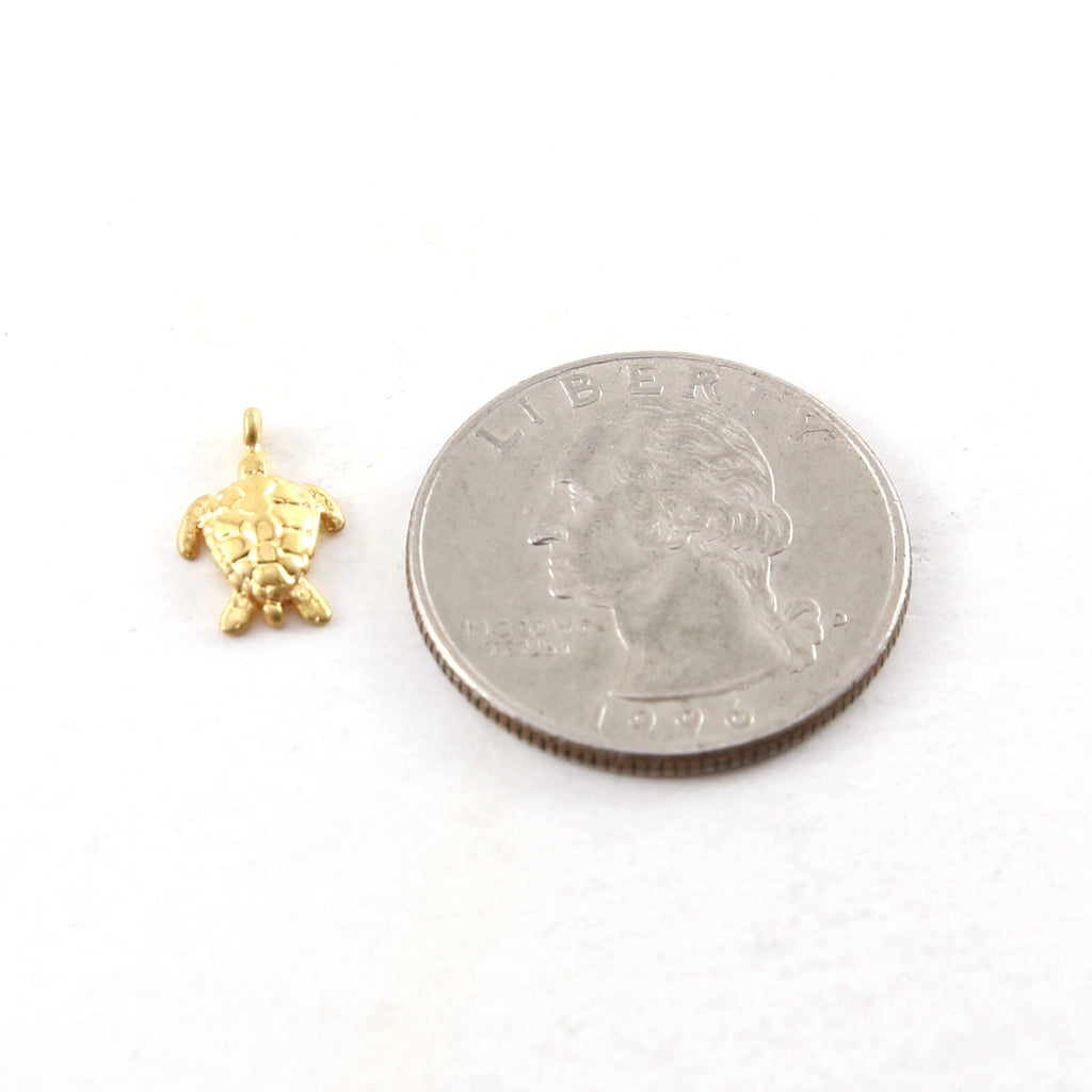 Sterling Silver or Vermeil Small Sea Turtle Charm Ocean Summer Vacation Animal