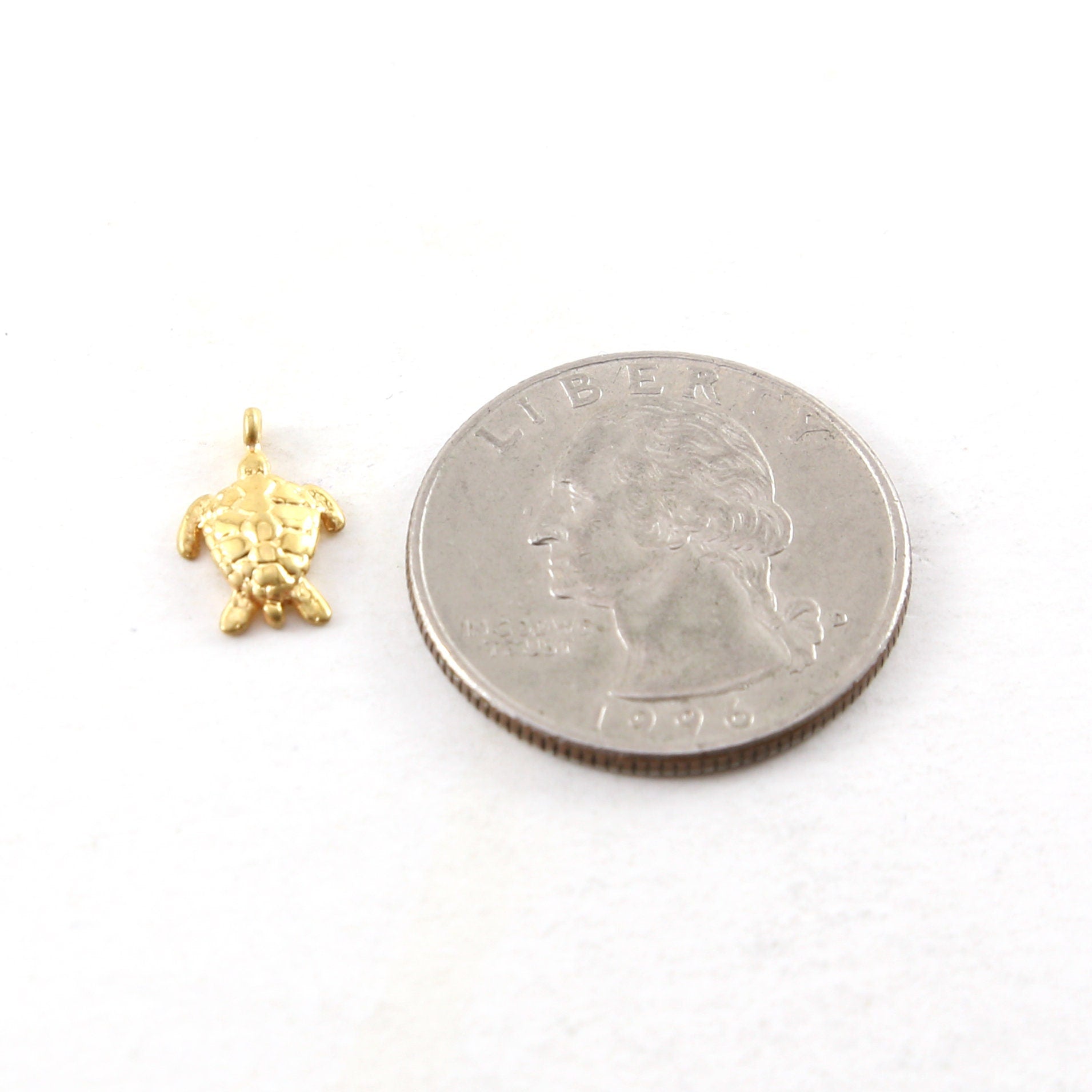 Sterling Silver or Vermeil Small Sea Turtle Charm Ocean Summer Vacation Animal