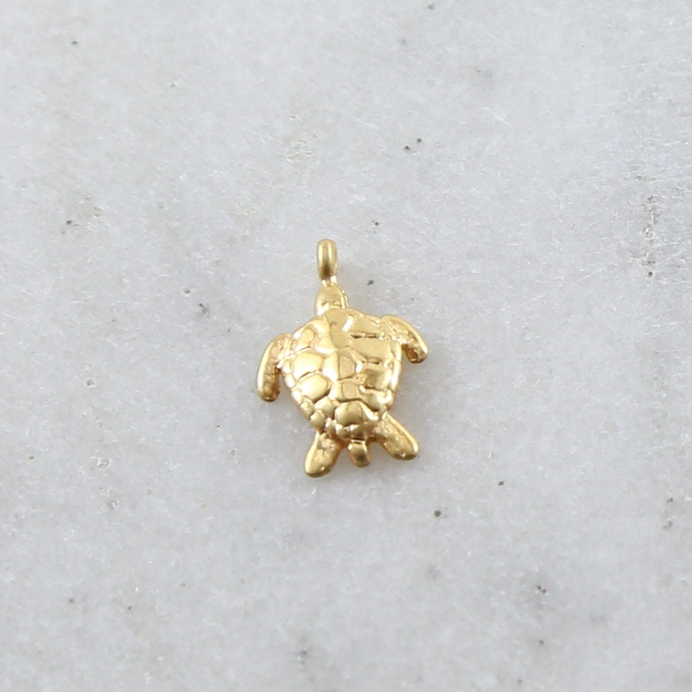Sterling Silver or Vermeil Small Sea Turtle Charm Ocean Summer Vacation Animal – Antique Silver