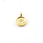 Sterling Silver or Vermeil Tiny Mini Round Om Ohm Stamped Embossed Charm