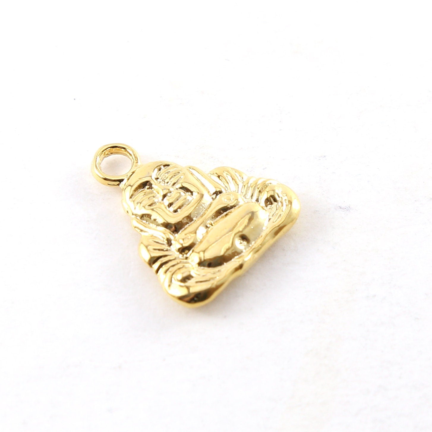 Sterling Silver or Vermeil Large Buddha Sitting Yoga Pendant Ohm Meditation