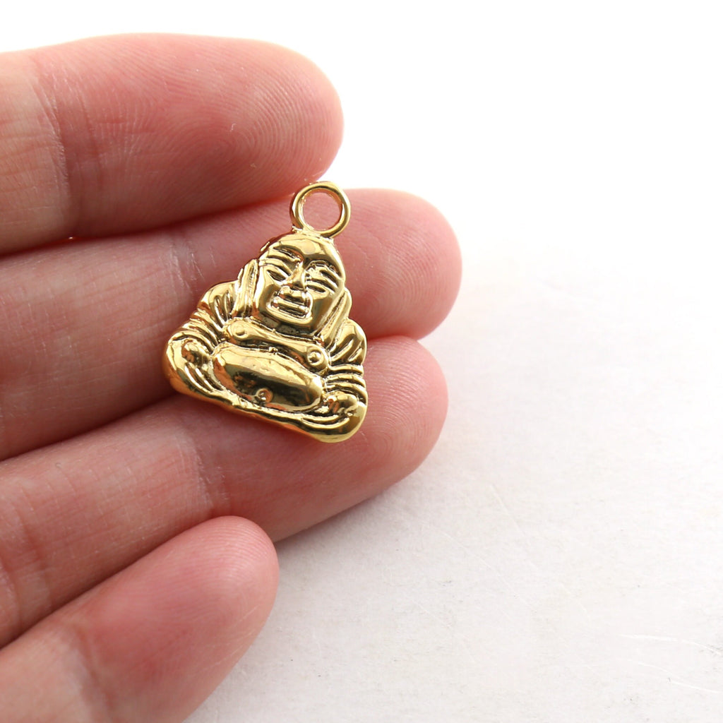 Sterling Silver or Vermeil Large Buddha Sitting Yoga Pendant Ohm Meditation