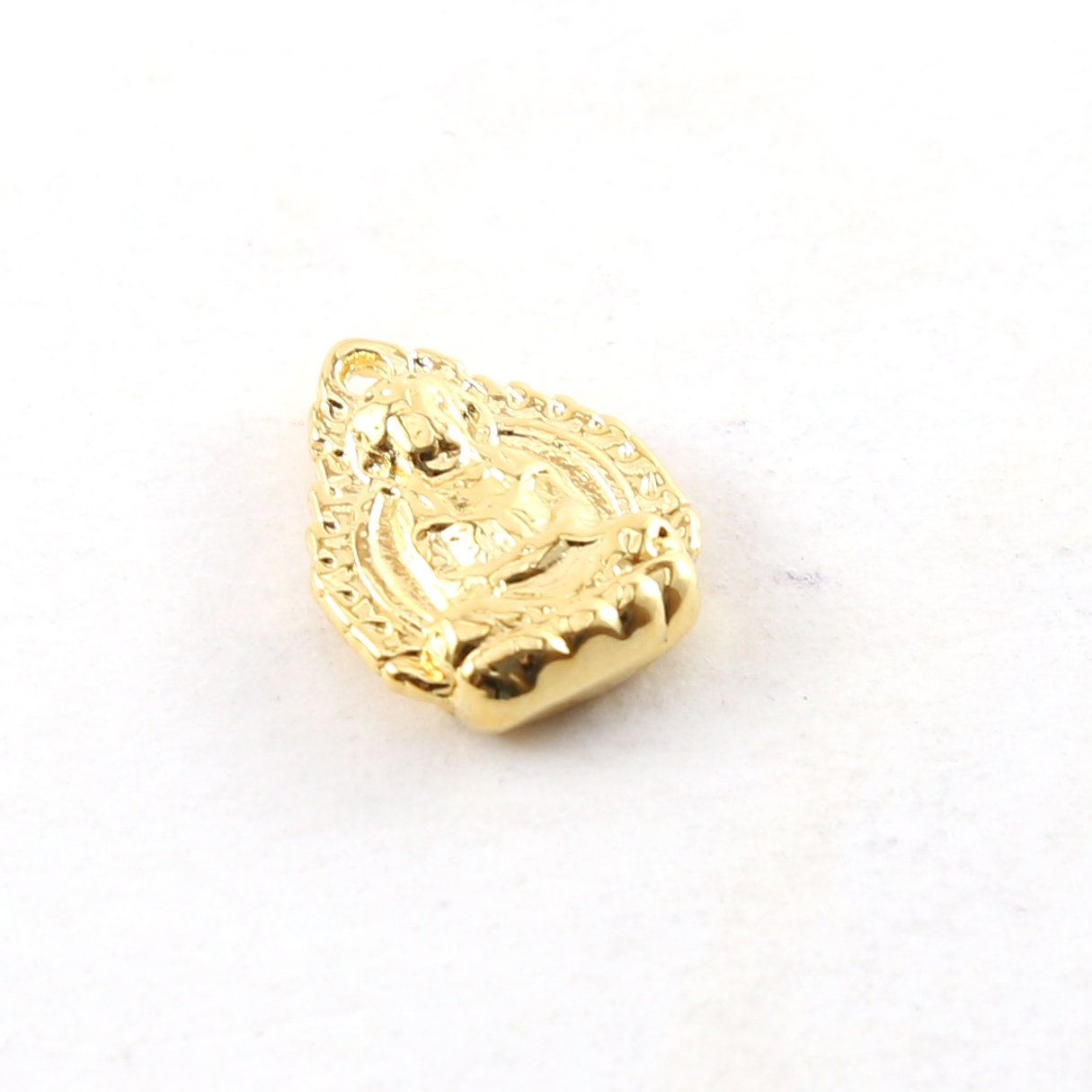 Sterling Silver or Vermeil Detailed Sitting Buddha Oval Design Yoga Pendant
