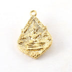 Sterling Silver or Vermeil Double Sided Buddha Pointed Teardrop Detailed Yoga