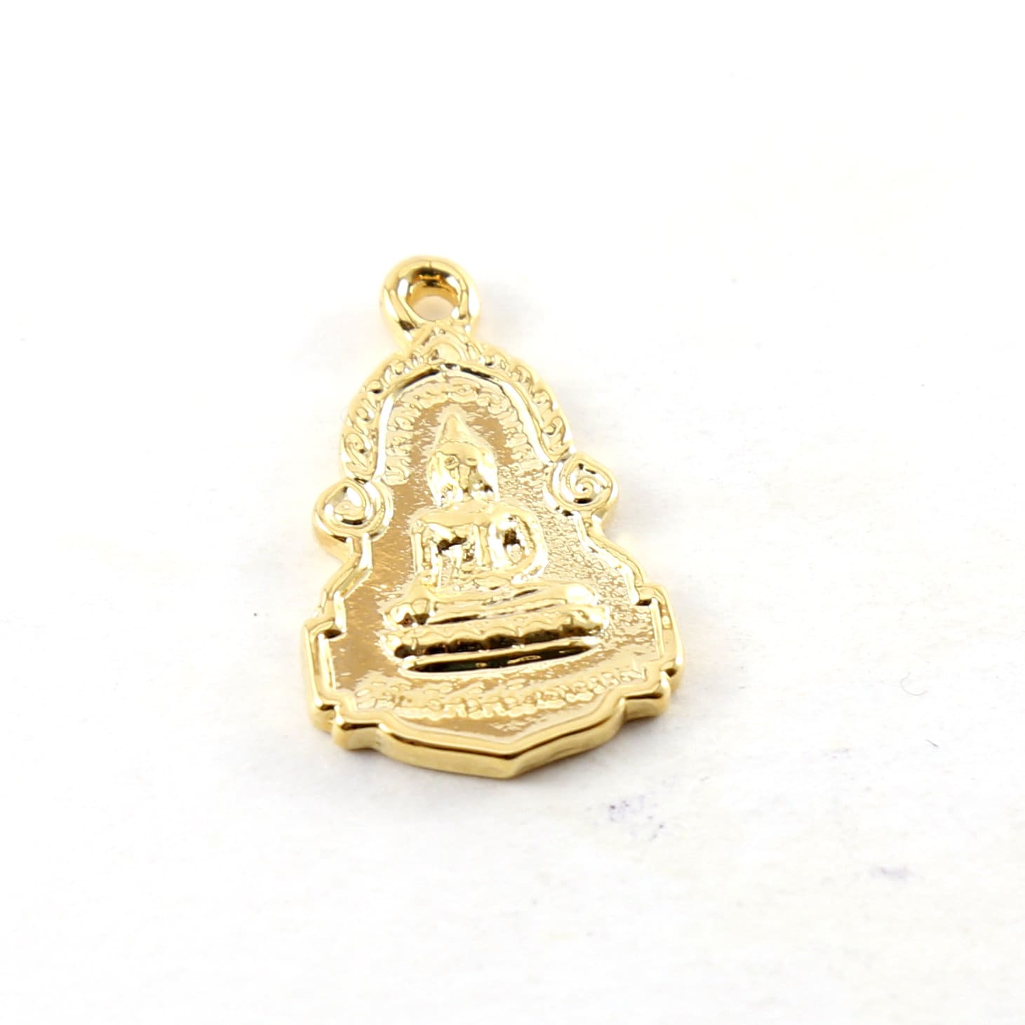 Sterling Silver or Vermeil Double Sided Ornate Buddha Detailed Yoga Pendant