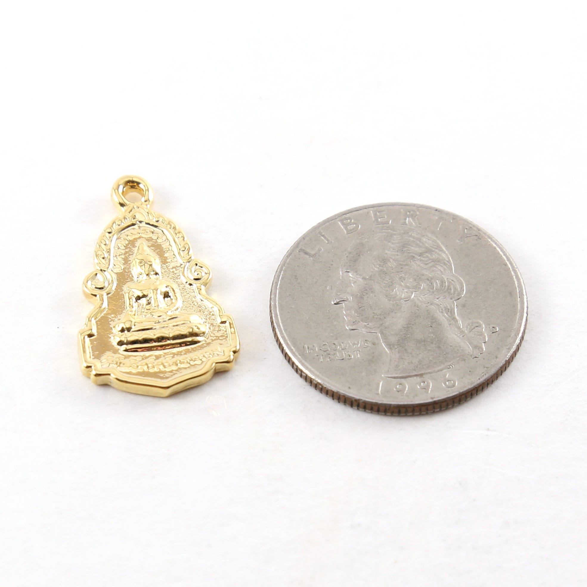 Sterling Silver or Vermeil Double Sided Ornate Buddha Detailed Yoga Pendant