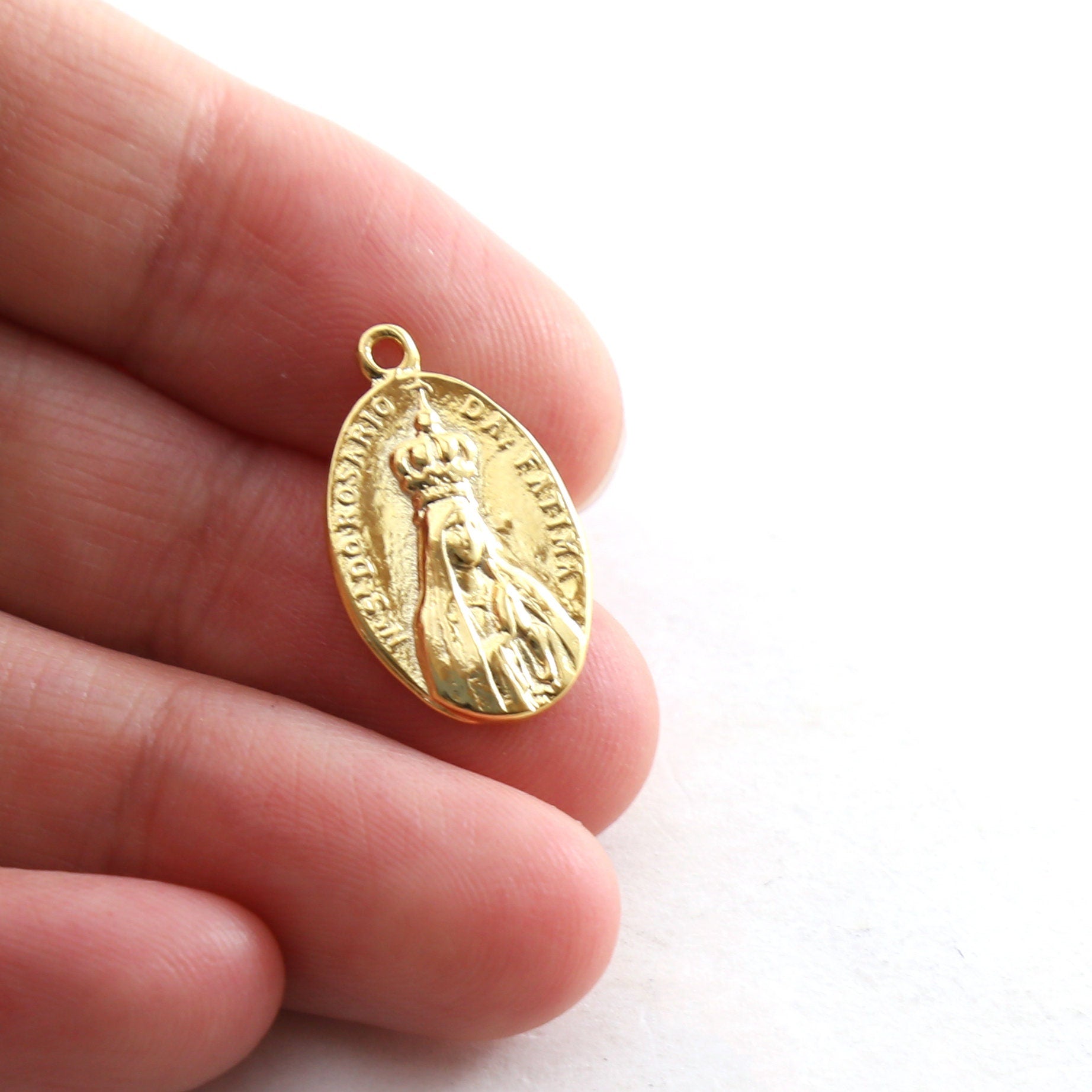 20mmx12mm Sterling Silver or Vermeil Our Lady of Fatima Double Sided Small