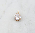 Rhodium Plated Pave CZ Teardrop Cubic Zirconia Gold,Rose Gold