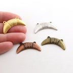 Pewter Modern Crescent Horn Connector Curved Horn Point Dagger