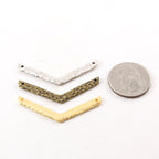 45mmx4mm Pewter Hammered Textured Chevron Necklace Connector Bar Charm
