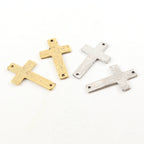 34mmx20mm Pewter Horizontal Cross Connector Charm 2 Hole Links Pendant (2pc)