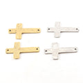 34mmx20mm Pewter Horizontal Cross Connector Charm 2 Hole Links Pendant (2pc)