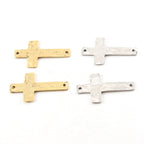 34mmx20mm Pewter Horizontal Cross Connector Charm 2 Hole Links Pendant (2pc)