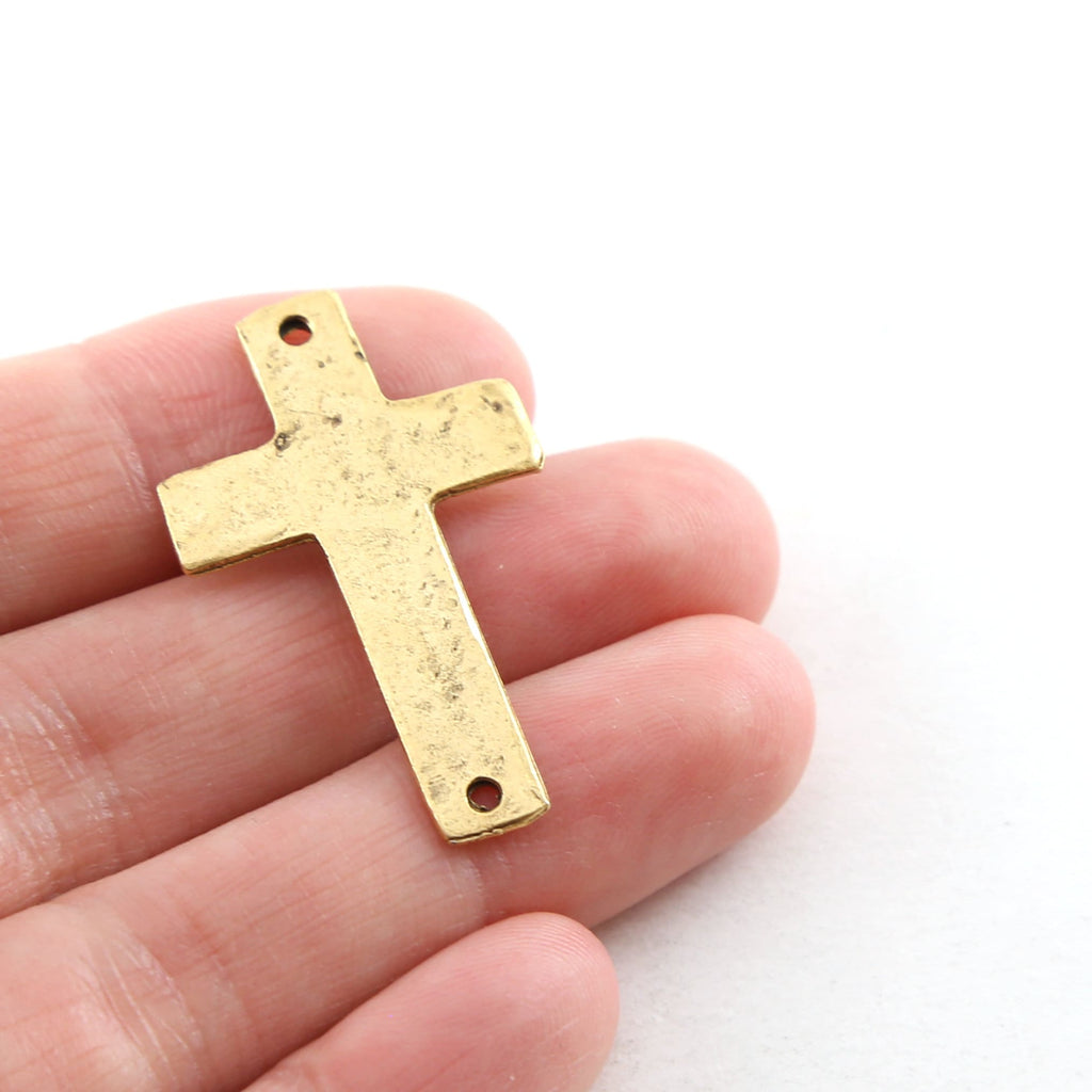 34mmx20mm Pewter Horizontal Cross Connector Charm 2 Hole Links Pendant (2pc)