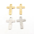 34mmx20mm Pewter Flat Cross Textured Pendant Religious Spiritual (2pc)