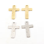 34mmx20mm Pewter Flat Cross Textured Pendant Religious Spiritual (2pc)