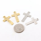 34mmx20mm Pewter Flat Cross Textured Pendant Religious Spiritual (2pc)