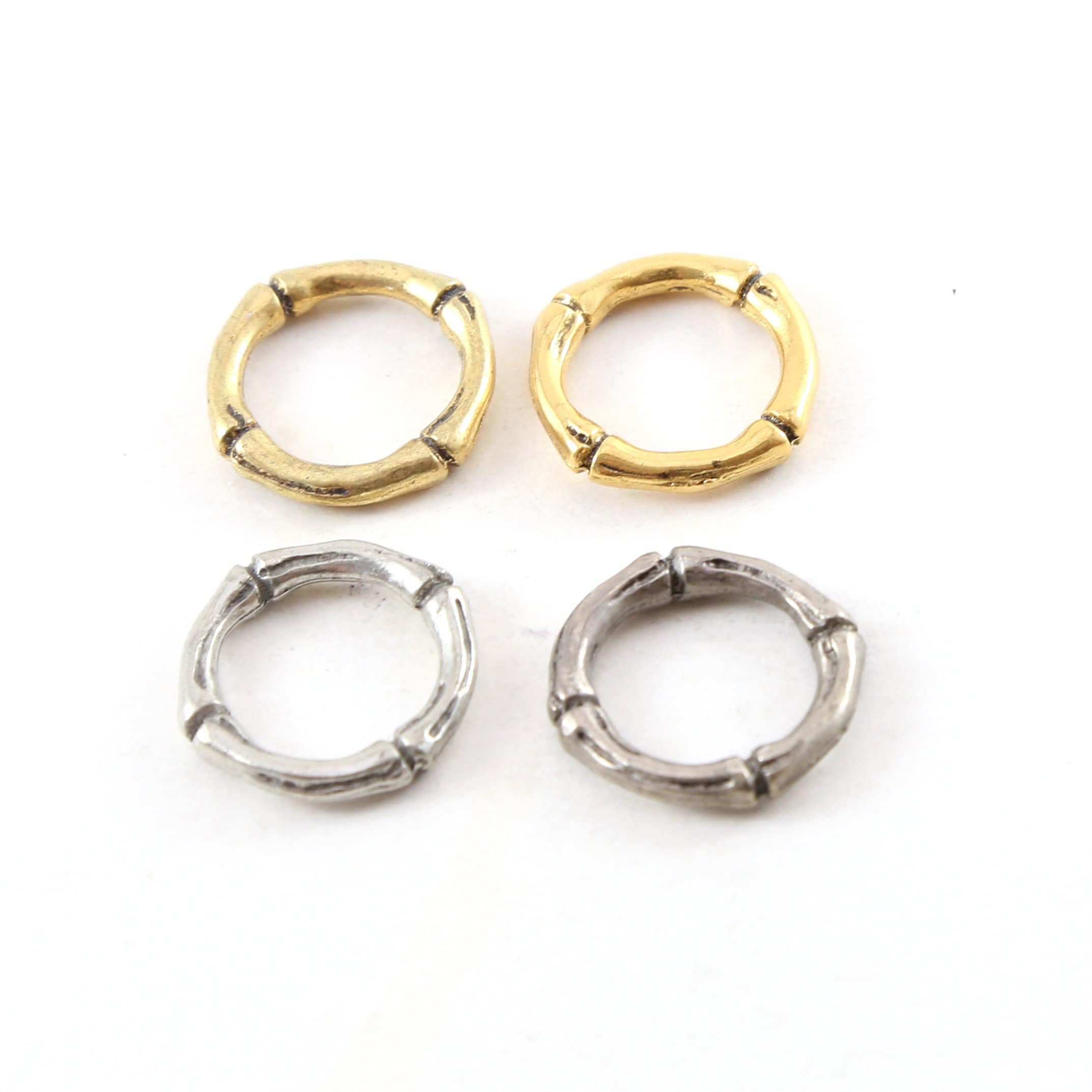 Pewter Medium Rugged Lined 17mm Metal Raw Open Circle Life (2pc)