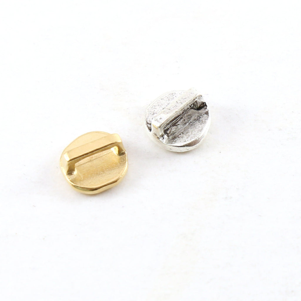 Pewter Organic Hammered Textured Button 8mm Round Circle Flat