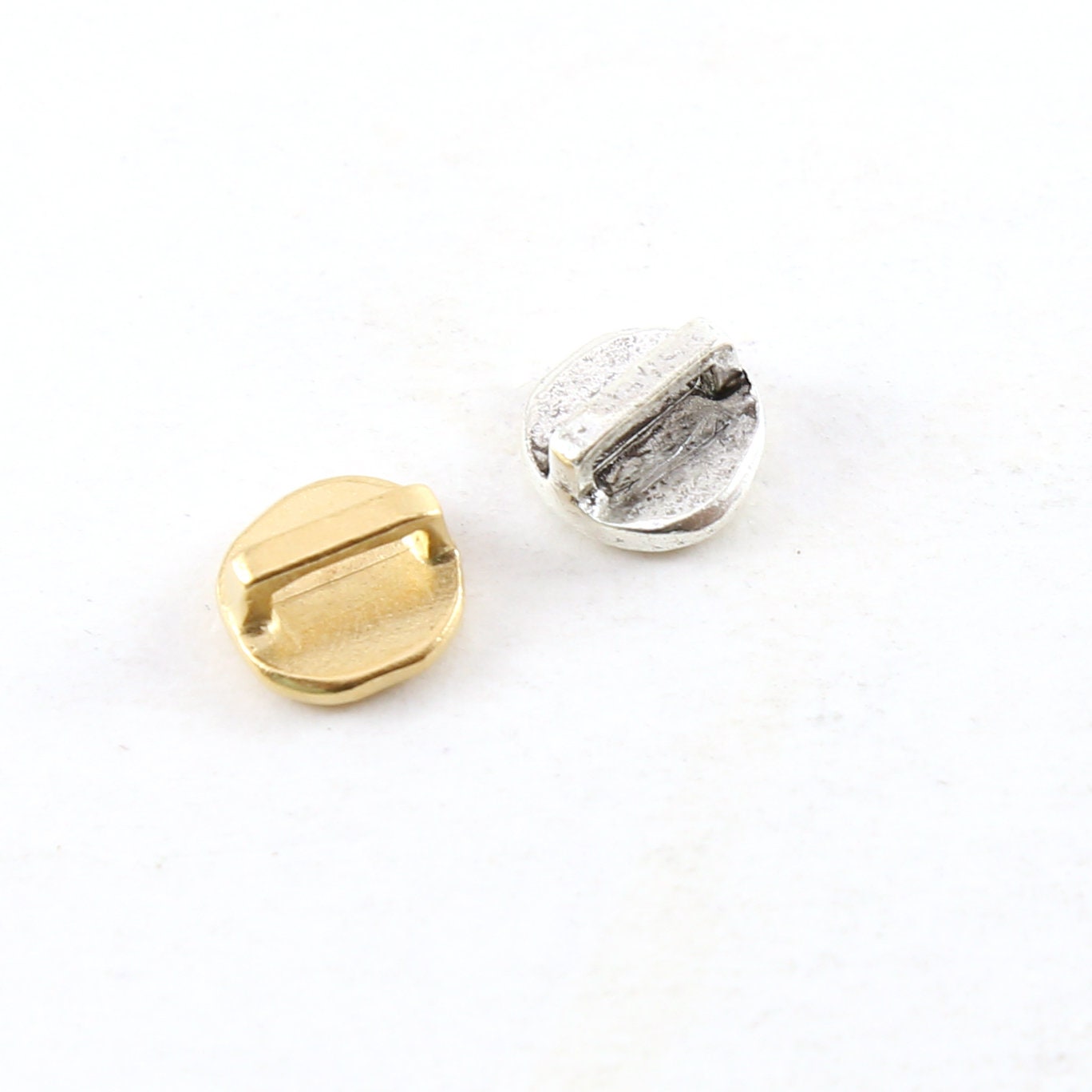 Pewter Organic Hammered Textured Button 8mm Round Circle Flat