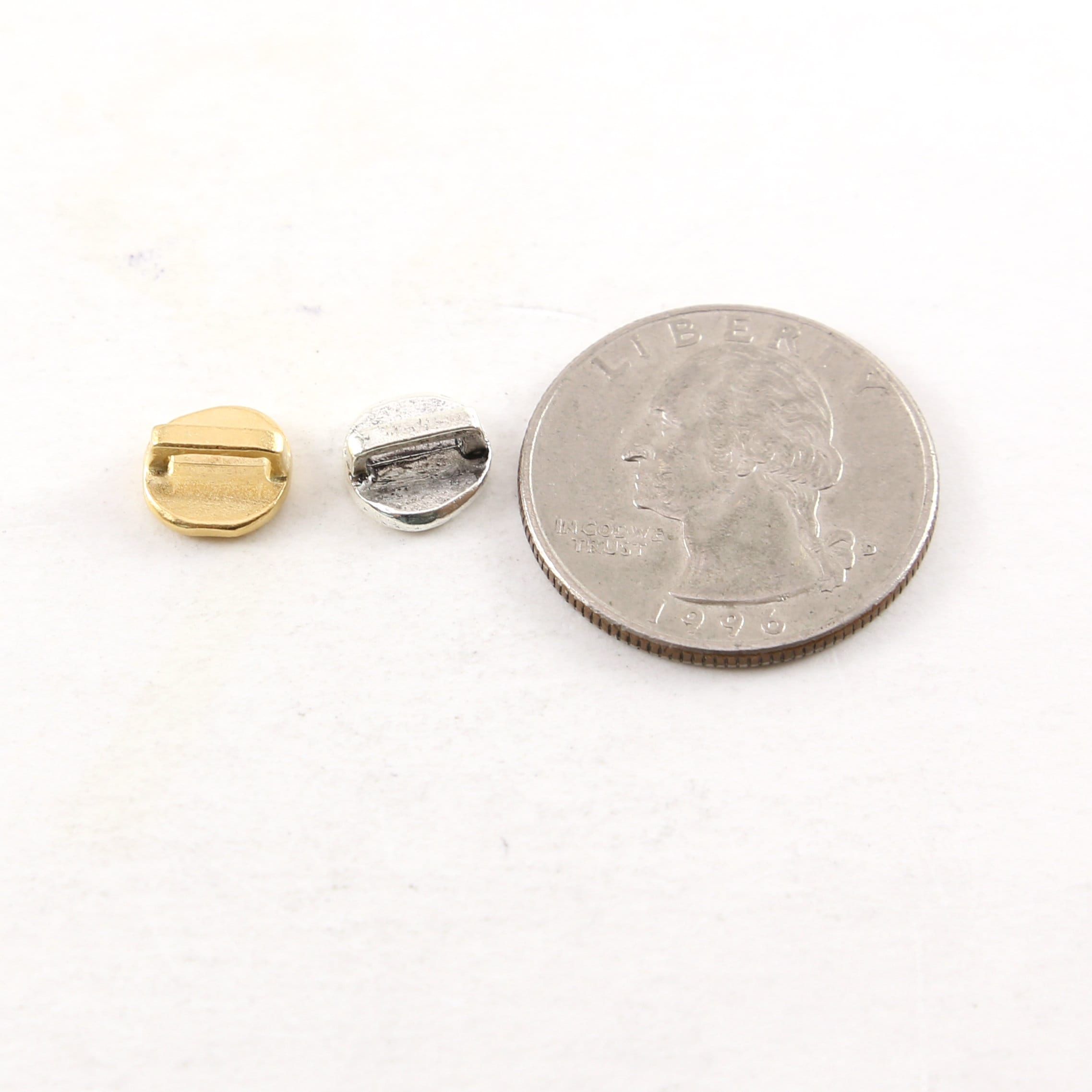 Pewter Organic Hammered Textured Button 8mm Round Circle Flat